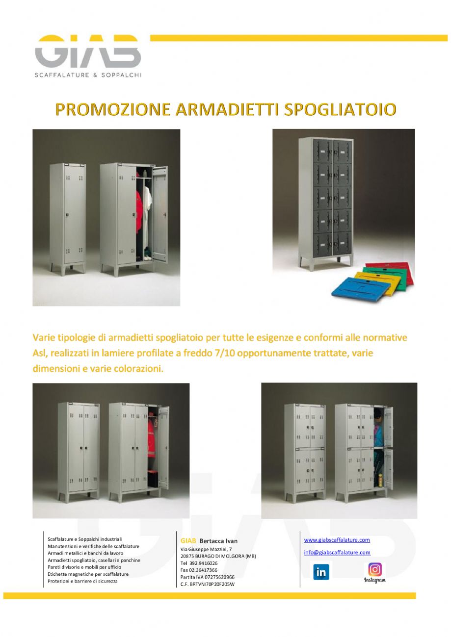 PROMO ARMADIETTI SPOGLIATOIO